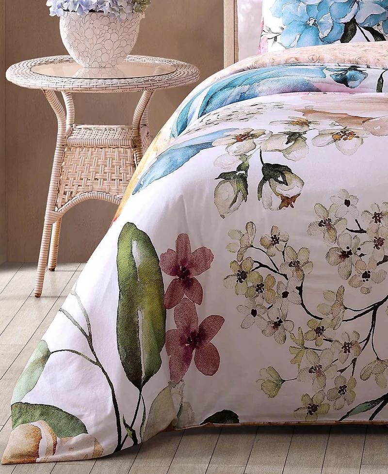 Bebejan Maia Blue Bedding 200 Thread Count 100% Cotton Sateen 5 Piece Reversible King Comforter Set