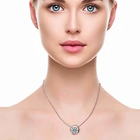Dazzling Round Solitaire Bezel Floating Pendant Necklace with Cubic Zirconia