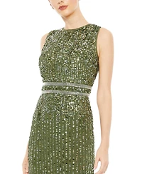 Mac Duggal Women's Sequined High Neck Sleeveless Column Gown