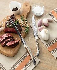 French Home Laguiole Set of 4, Connoisseur Bbq Steak Knives with Deer Horn Handles