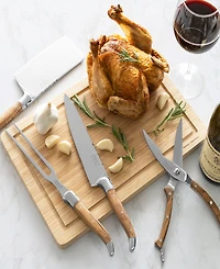 French Home 4-Piece Connoisseur Laguiole Professional Chef Knife Set with Olive Wood Handles