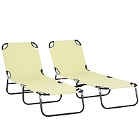 Outsunny Folding Chaise Lounge Pool Chairs, Reclining Back, Steel Frame & Breathable Mesh for Beach, Yard