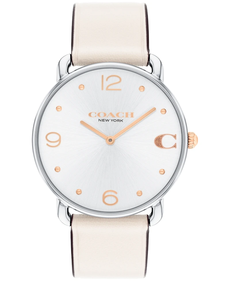 Coach Women's Elliot Chalk White Leather Strap Watch, 36mm