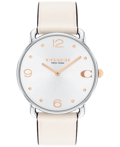 Coach Women's Elliot Chalk White Leather Strap Watch, 36mm