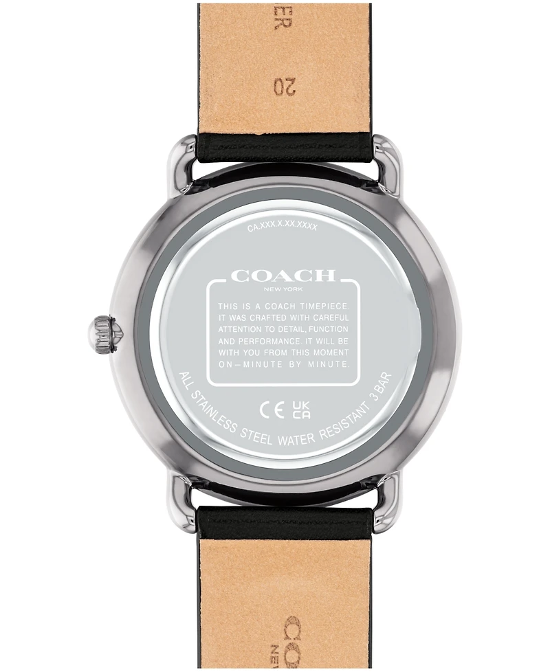 Coach Unisex Elliot Black Leather Strap Watch, 40mm