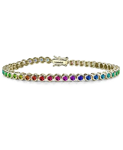 Rachel Glauber Cubic Zirconia Round Bezel 3mm Set Plating Options Bracelet