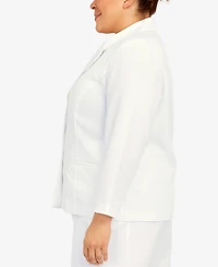 Alfred Dunner Plus Classic Chic Button Front Long Sleeve Jacket