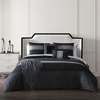 Bebejan Kyle Black Bedding 200 Thread Count 100% Cotton Sateen 5 Piece Reversible King Comforter Set