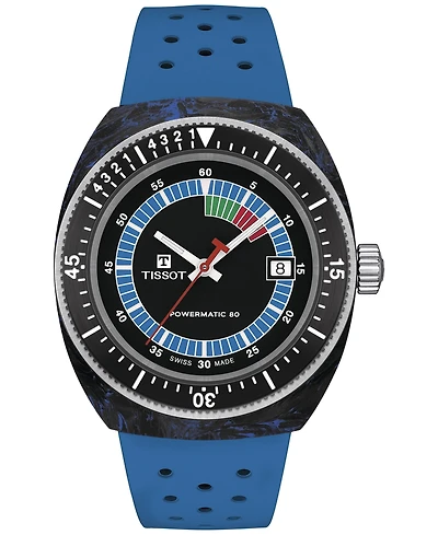 Tissot Men's Swiss Automatic Sideral S Perforated Rubber Strap Watch 41mm