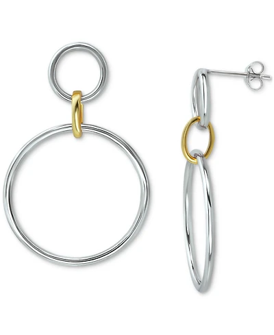 Giani Bernini Polished Interlocking Circle Drop Earrings in Sterling Silver & 18k Gold-Plate, Created for Macy's