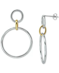 Giani Bernini Polished Interlocking Circle Drop Earrings in Sterling Silver & 18k Gold-Plate, Created for Macy's