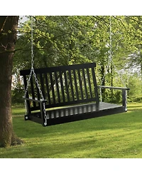 Outsunny 2-Seater Hanging Porch Swing Patio Swing Outdoor Swing Bench with Chains for Garden, Yard, Deck & Balcony, 440lbs Weight Capacity, Black
