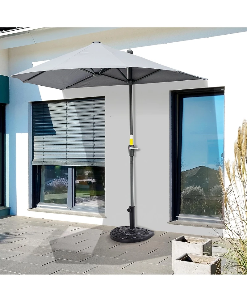 Outsunny 20lbs Half Round Patio Umbrella Base Outdoor Decorative Resin Parasol Stand Holder for 1.5"Dia, 1.9"Dia Pole, for Lawn, Deck, Backyard