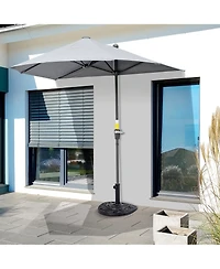Outsunny 20lbs Half Round Patio Umbrella Base Outdoor Decorative Resin Parasol Stand Holder for 1.5"Dia, 1.9"Dia Pole, for Lawn, Deck, Backyard