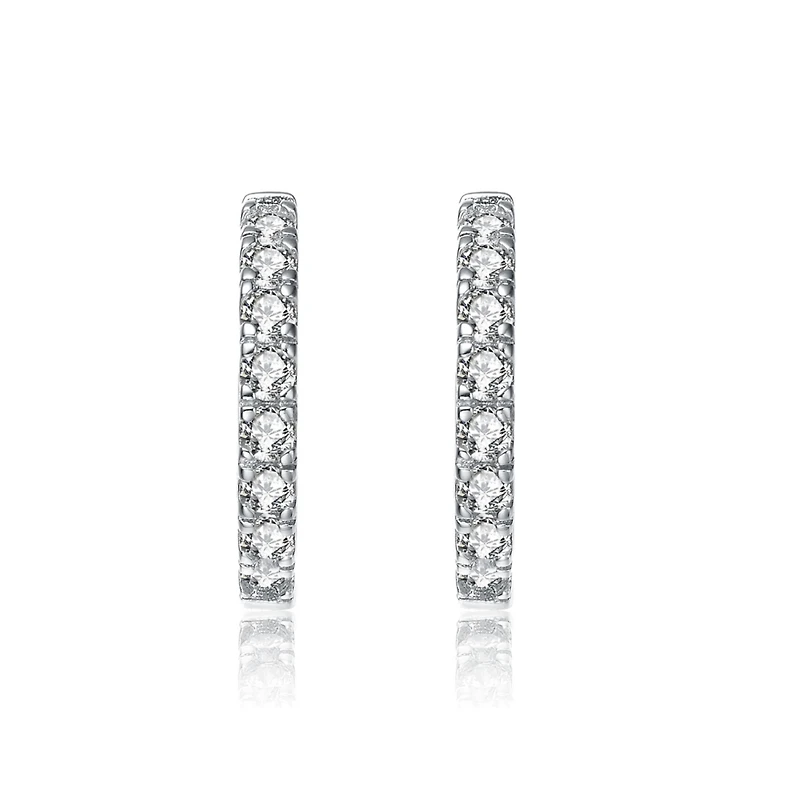 White Gold Plated Round Cubic Zirconia Hoop Earrings