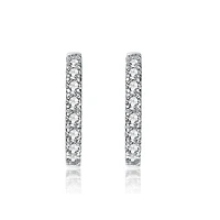 White Gold Plated Round Cubic Zirconia Hoop Earrings