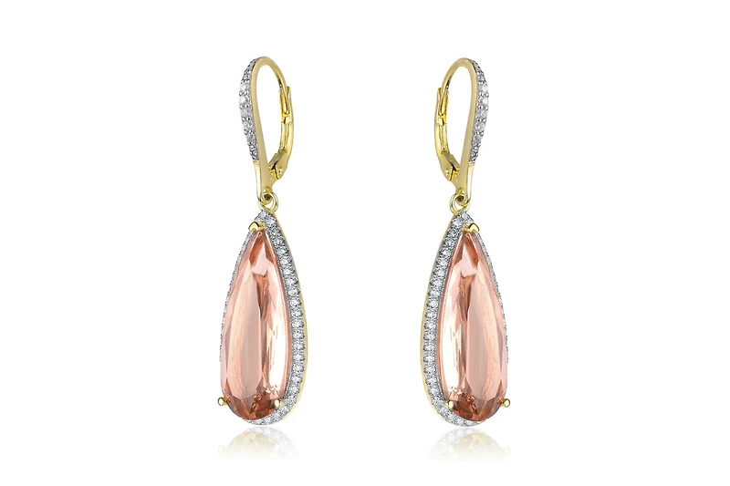 Elegant Teardrop Shaped Earrings with A Cubic Zirconia Middle Stone
