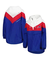 Women's Tommy Hilfiger White, Red Buffalo Bills Staci Half-Zip Hoodie Windbreaker Jacket