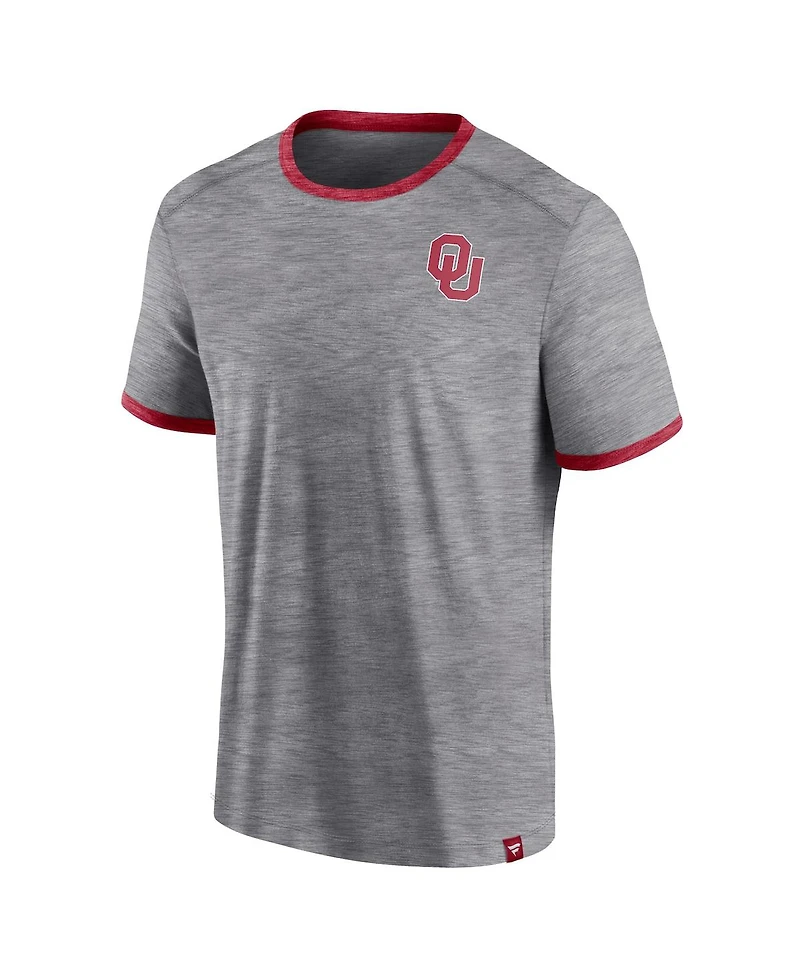 Men's Fanatics Heather Gray Oklahoma Sooners Classic Stack Ringer T-shirt