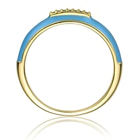 GiGiGirl 14K Gold Plated with Clear Cubic Zirconia Colored Enamel Slim Stacking Band Ring
