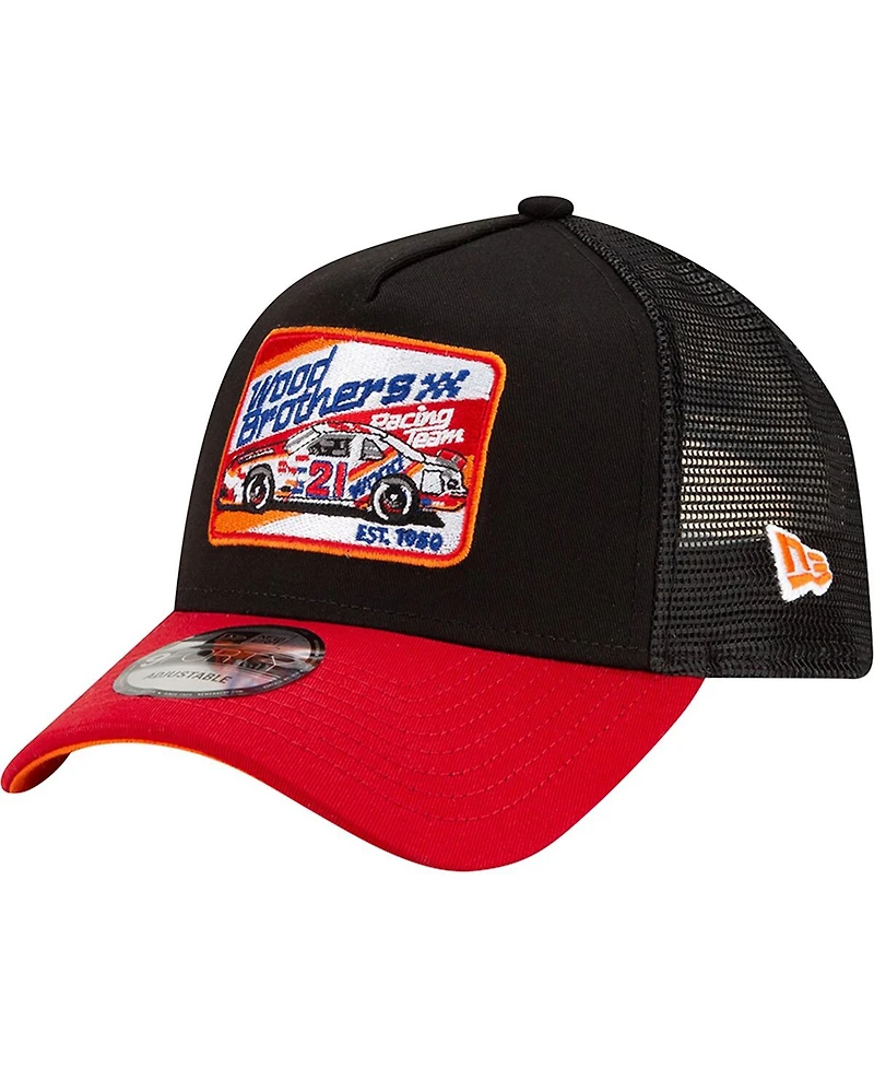 Men's New Era Black Wood Brothers Racing Legends A-Frame 9FORTY Snapback Hat