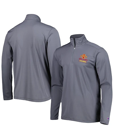 Men's Champion Gray Iowa State Cyclones Textured Quarter-Zip Jacket