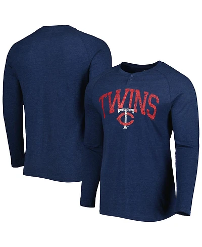 Men's Concepts Sport Heather Navy Minnesota Twins Inertia Raglan Long Sleeve Henley T-shirt