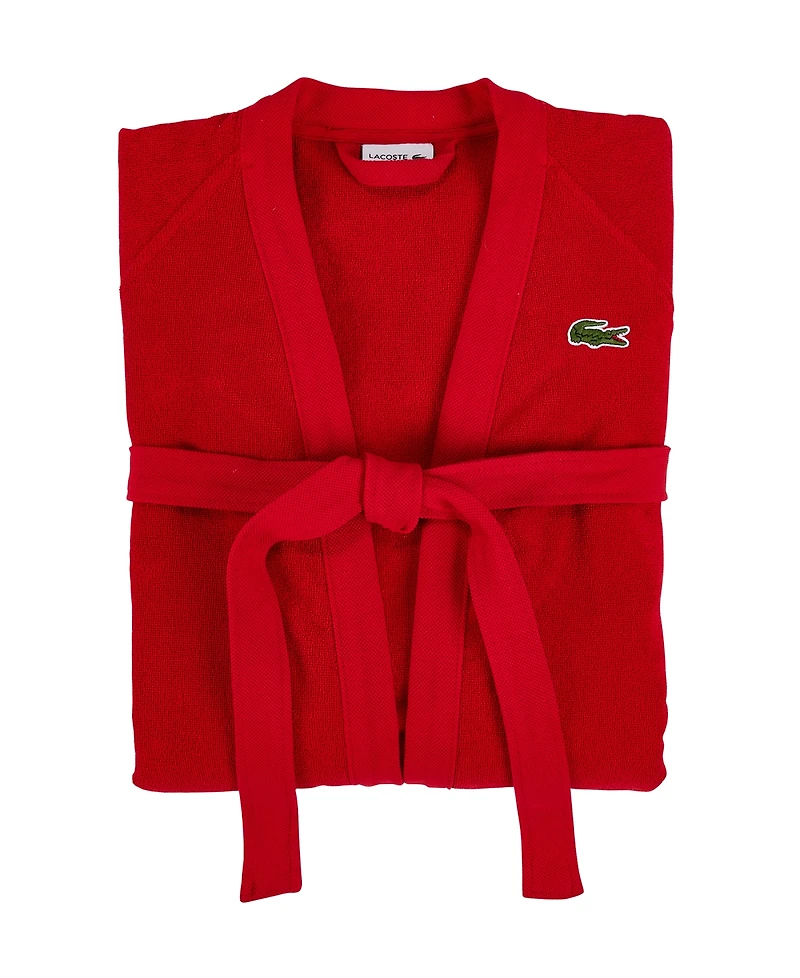 Lacoste Home Logo Patch 100% Cotton Pique Bath Robe