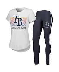 Women's Concepts Sport White, Charcoal Tampa Bay Rays Sonata T-shirt and Leggings Sleep Set