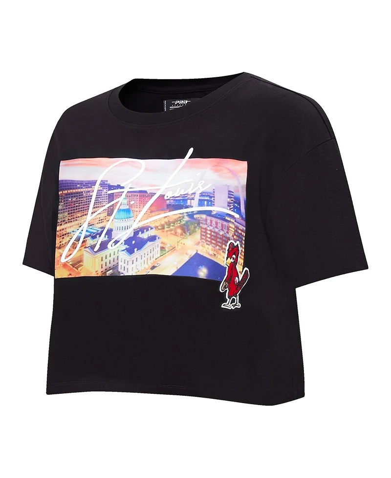Women's Pro Standard Black St. Louis Cardinals Cityscape Boxy T-shirt