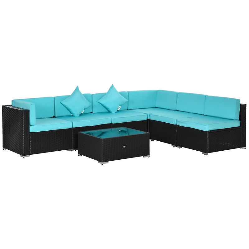 Outsunny 7pc Sectional Wicker Patio Furniture,