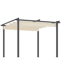 Outsunny Retractable Pergola Canopy Patio Gazebo Sun Shelter with Aluminum Frame for Outdoors, Cream White