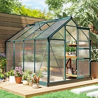 Outsunny 6' x 8' x 7' Large Polycarbonate Walk-in house,
