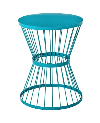 Outsunny 16" Steel Patio End Table, Side Table with Hourglass Design, Accent Table for Outdoor and Indoor Use, Blue