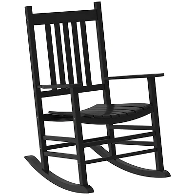 Outsunny Wood Rocking Chair, Wooden Porch Rocker, Rustic