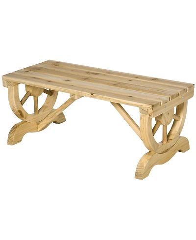 Outsunny 2-Person Garden Bench Outdoor Wagon Wheel Porch Bench for Backyard, Patio