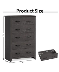 5 Drawer Chest Storage Dresser Tall Cabinet Organizer Bedroom Hallway