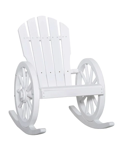 Outsunny Adirondack Rocking Chair with Slatted Design