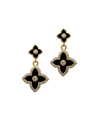 Adornia 14K Gold Plated Black Clover Drop Earrings