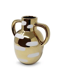 Vase with Brushstroke Design with Handles, 9" H