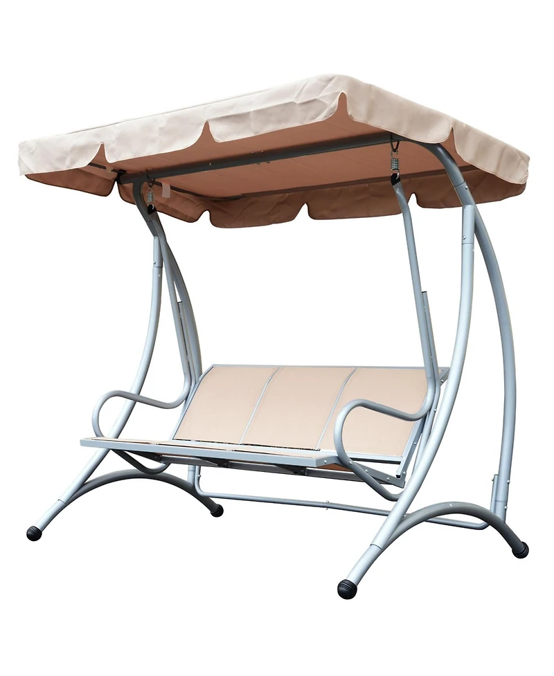 Outsunny 3 Person Patio Swing Chair with Adjustable Canopy,