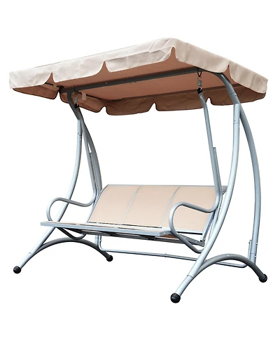 Outsunny 3 Person Patio Swing Chair with Adjustable Canopy,