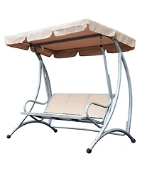 Outsunny 3 Person Patio Swing Chair with Adjustable Canopy,