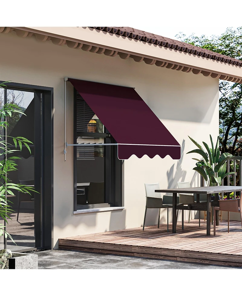 Outsunny 6' Retractable Patio Sun Window Awning w/ Comfortable Shade, Wine