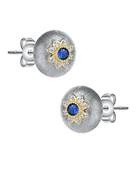 White Gold and 14K Plated Colored Stud Cubic Zirconia Earrings