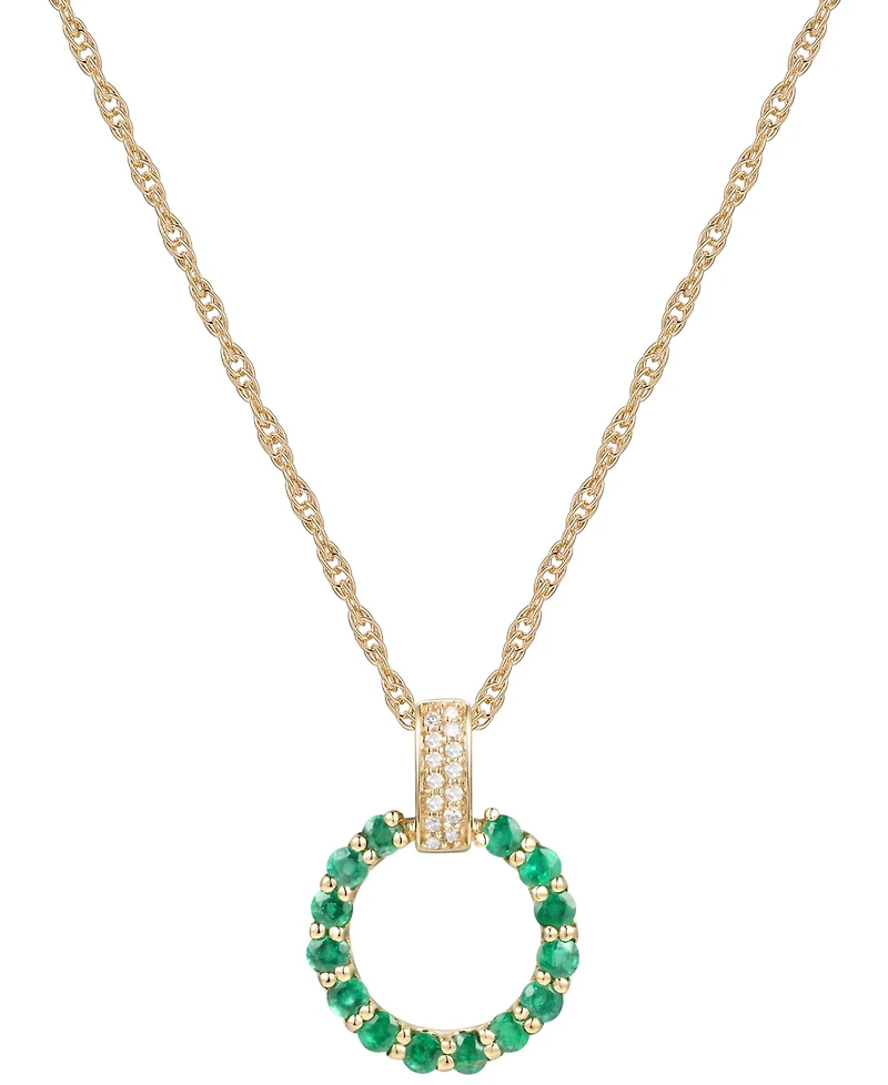 Gemstone & Diamond (1/20 ct. t.w.) Circle 18" Pendant Necklace 14k Gold