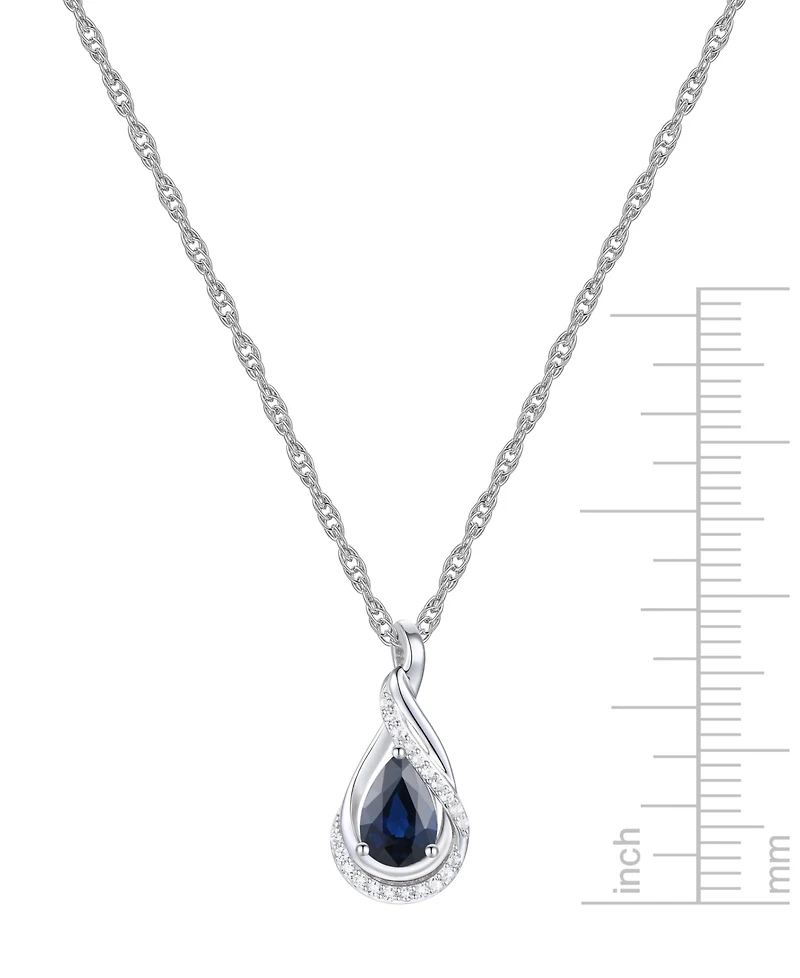 Sapphire (9/10 ct. t.w.) and Diamond Accent Pendant 18" Necklace 14k White Gold (Also Available Emerald)