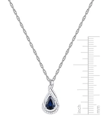 Sapphire (9/10 ct. t.w.) and Diamond Accent Pendant 18" Necklace 14k White Gold (Also Available Emerald)