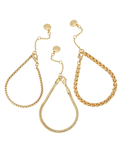 Vince Camuto Gold-Tone Mixed Chain Trio Bracelet Set, 3 piece