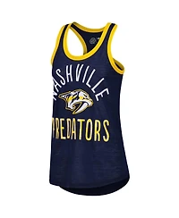 Women's G-iii 4Her by Carl Banks Navy Nashville Predators First Base Racerback Scoop Neck Tank Top